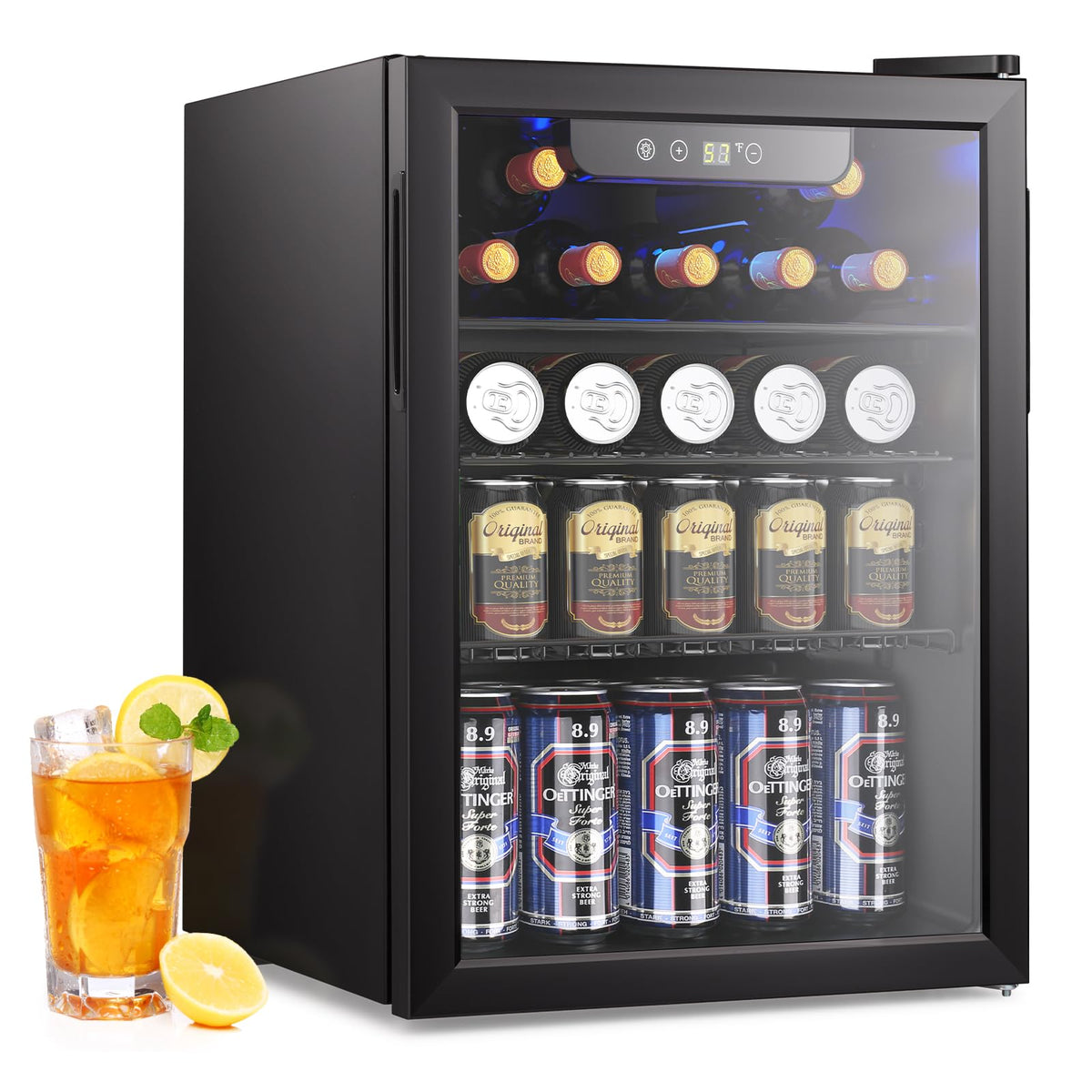 Electactic Mini Fridge 130 Can Beverage Refrigerator Cooler, 3.2 Cu.Ft Drink Fridge for Soda Wine Beer, Adjustable Temperature Control for Home Office, Black Jansha Store