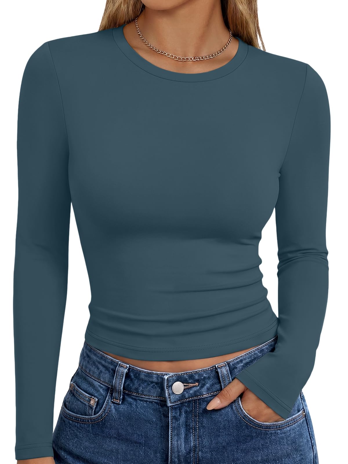 Trendy Queen Womens Long Sleeve T Shirts Fall Fashion Basic Y2K Tops 2026 Jansha Store