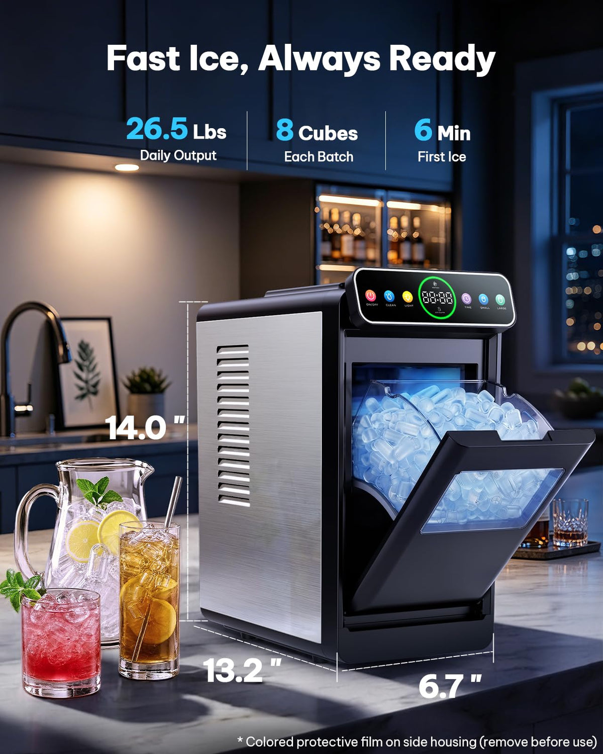 Silonn Ice Maker Countertop, Portable Ice Machine with Carry Handle, Self-Cleaning Ice Makers with Basket and Scoop, 9 Cubes in 6 Mins, 26 lbs per Day, Ideal for Home, Kitchen, Camping, RV Jansha Store