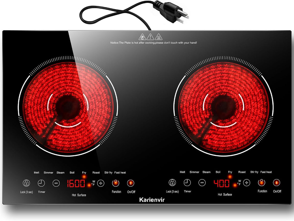 2 Burner Electric Cooktop 110V, 2000W, 24" Countertop & Built-in Jansha Store