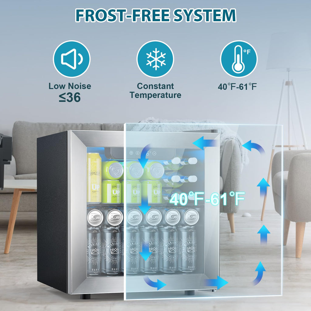 Electactic Mini Fridge 130 Can Beverage Refrigerator Cooler, 3.2 Cu.Ft Drink Fridge for Soda Wine Beer, Adjustable Temperature Control for Home Office, Black Jansha Store