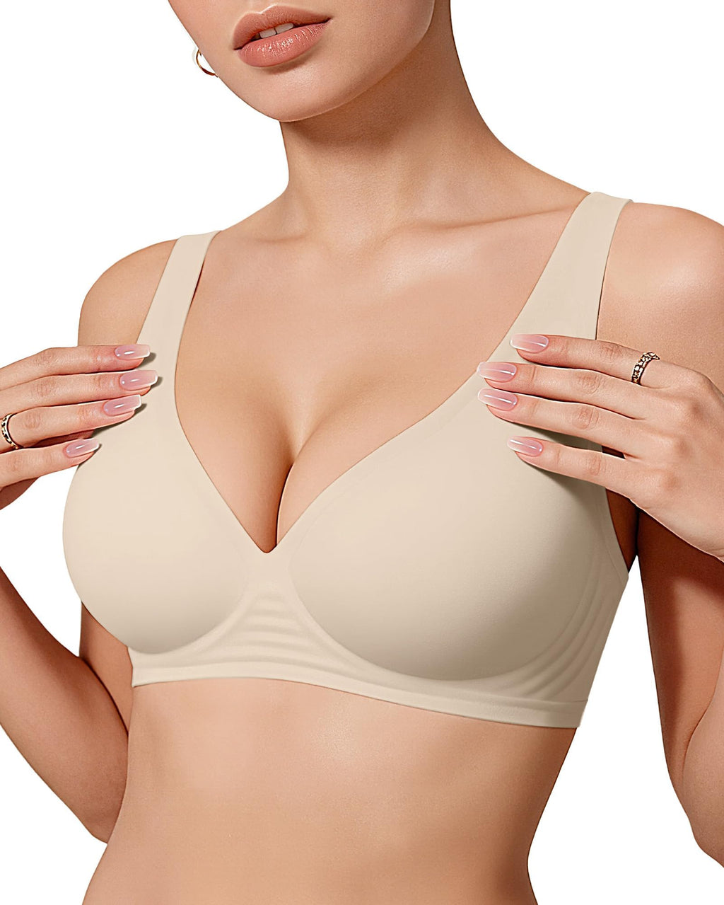 OEAK Womens Jelly Bras Wireless Deep V Bralette Comfy Push Up Tshirt Bras Jansha Store