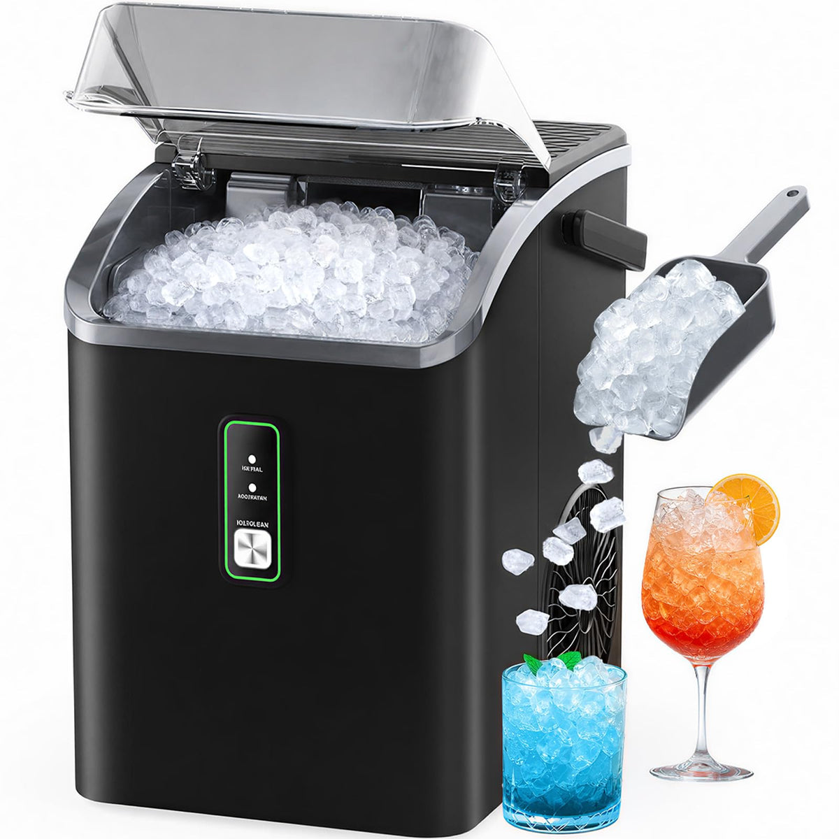 Silonn Nugget Ice Maker Countertop, Pellet Ice Machine with Self-Cleaning Function, Sonic Ice Maker Produces 36lbs of Chewable Ice in 24 Hours, Ideal for Home Kitchen and Office (Stainless Steel) Jansha Store