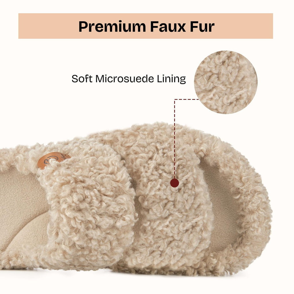 EverFoams Womens Fuzzy Open-toe Slippers Memory Foam Indoor House Shoes Jansha Store