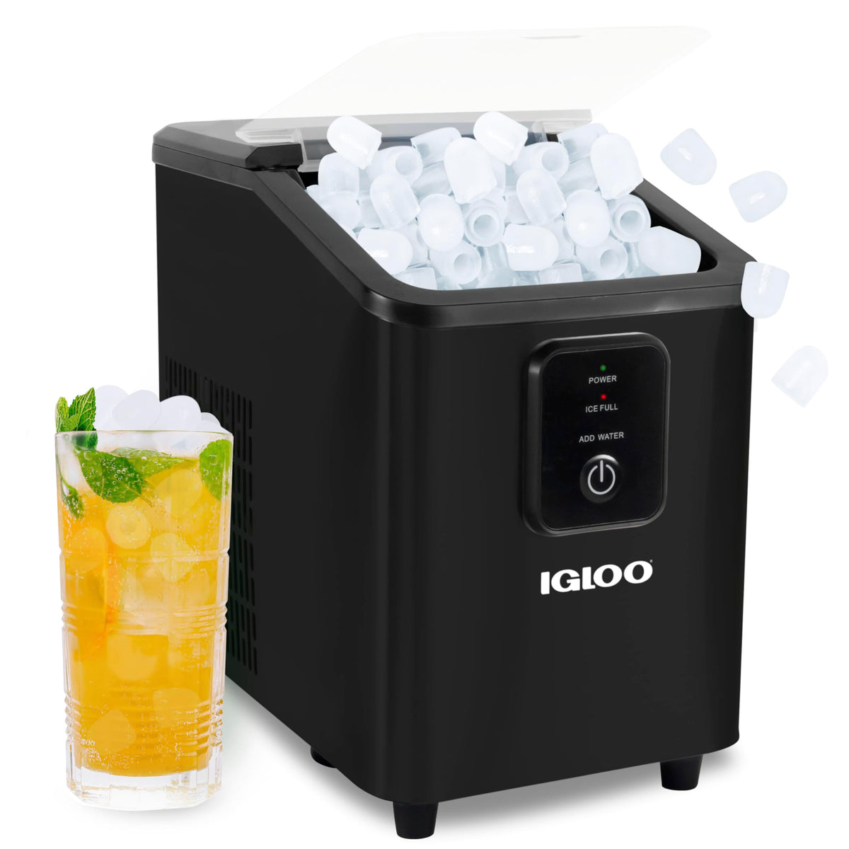 Igloo Portable Ice Maker with Scoop - Ice Maker with LED Control Panel & 1.5 Quart Water Tank - Stainless Ice Cube Maker Produces 26 Lbs. of Ice in 24 Hours with 9 Large or Small Cubes in 7 Minutes Jansha Store