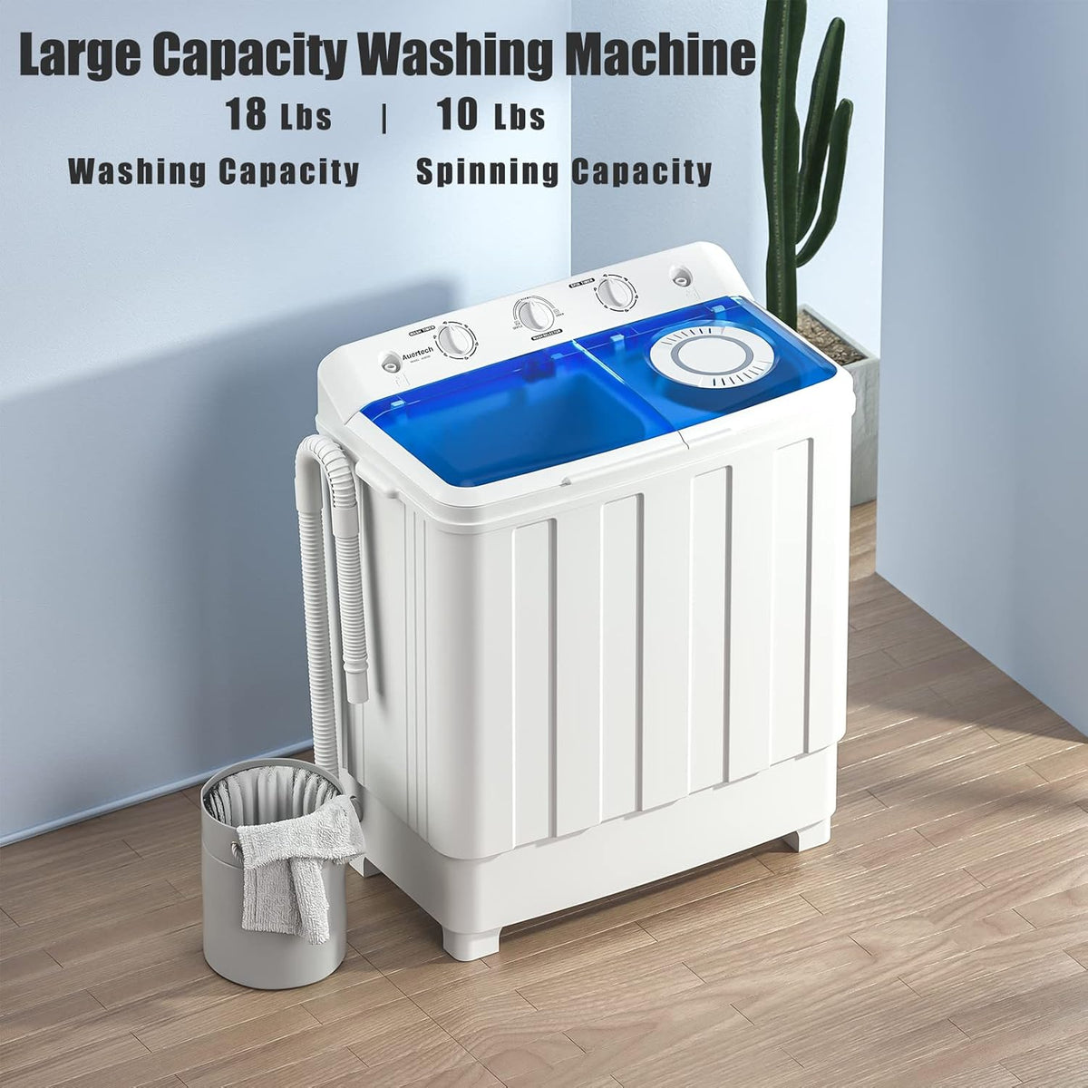 Auertech Portable Washing Machine, 28lbs Twin Tub Washer Mini Compact Laundry Machine with Drain Pump, Semi-automatic 18lbs Washer 10lbs Spinner Combo for Dorms, Apartments, RVs Jansha Store