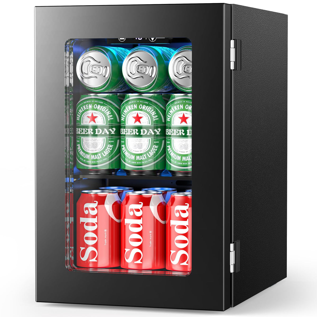 Electactic Mini Fridge 130 Can Beverage Refrigerator Cooler, 3.2 Cu.Ft Drink Fridge for Soda Wine Beer, Adjustable Temperature Control for Home Office, Black Jansha Store