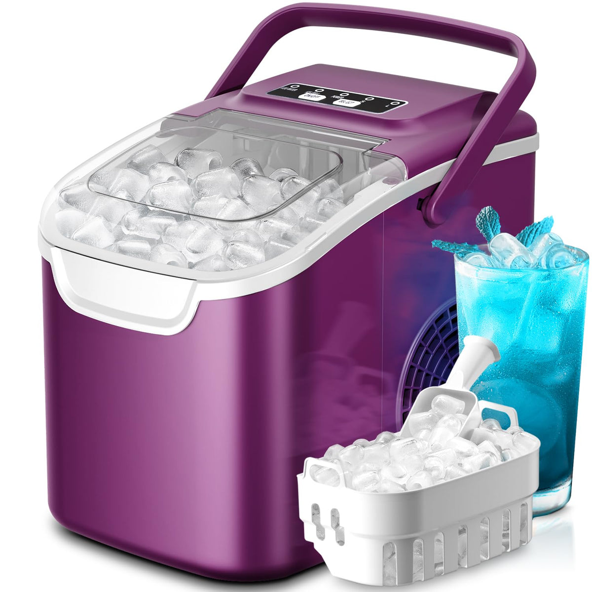 Crzoe Countertop Ice Maker, 26Lbs/24H,2 Sizes of Ice, Self-Cleaning,Black Jansha Store