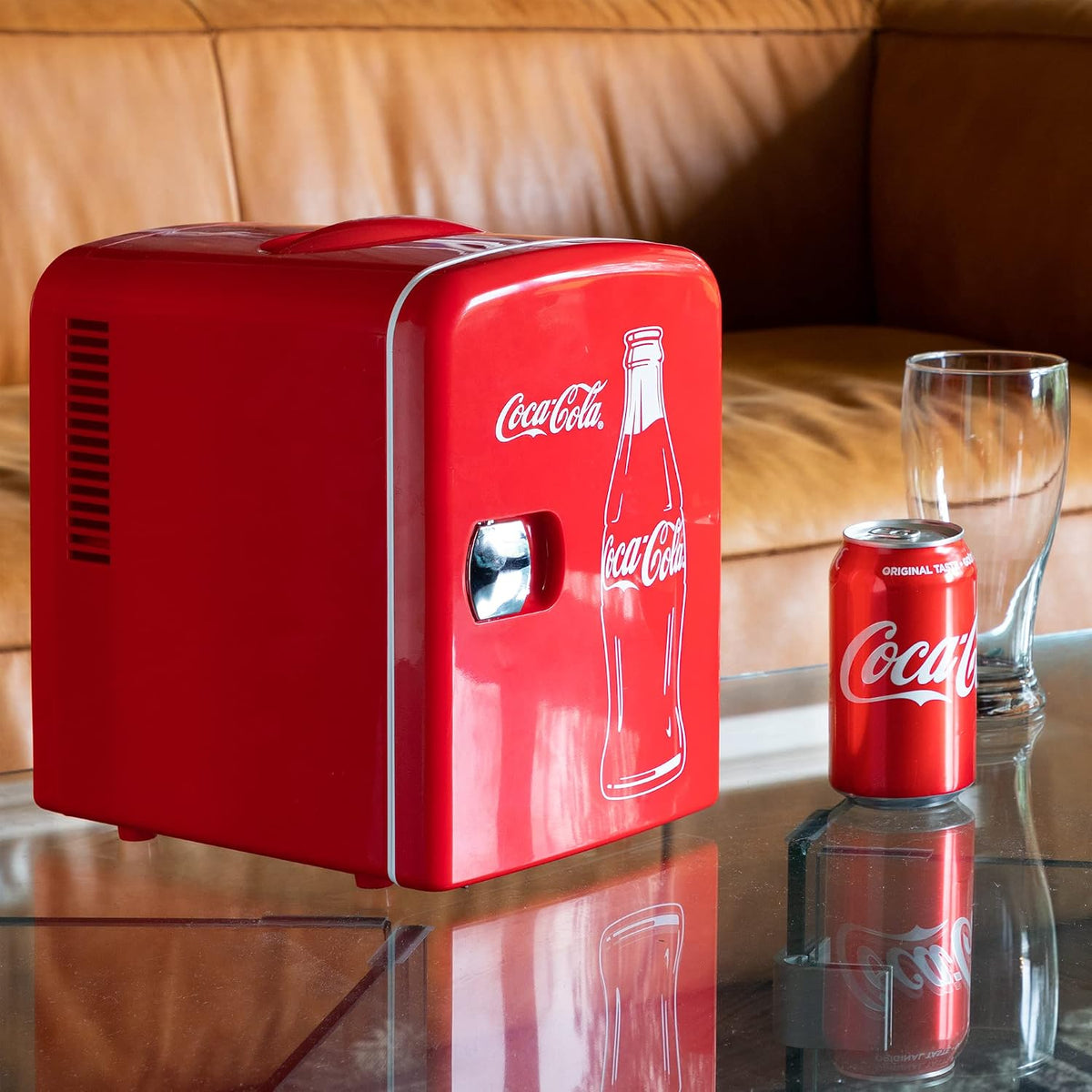 Coca-Cola 4L Mini Fridge, 6 Can, Classic Bottle Design, Red Jansha Store