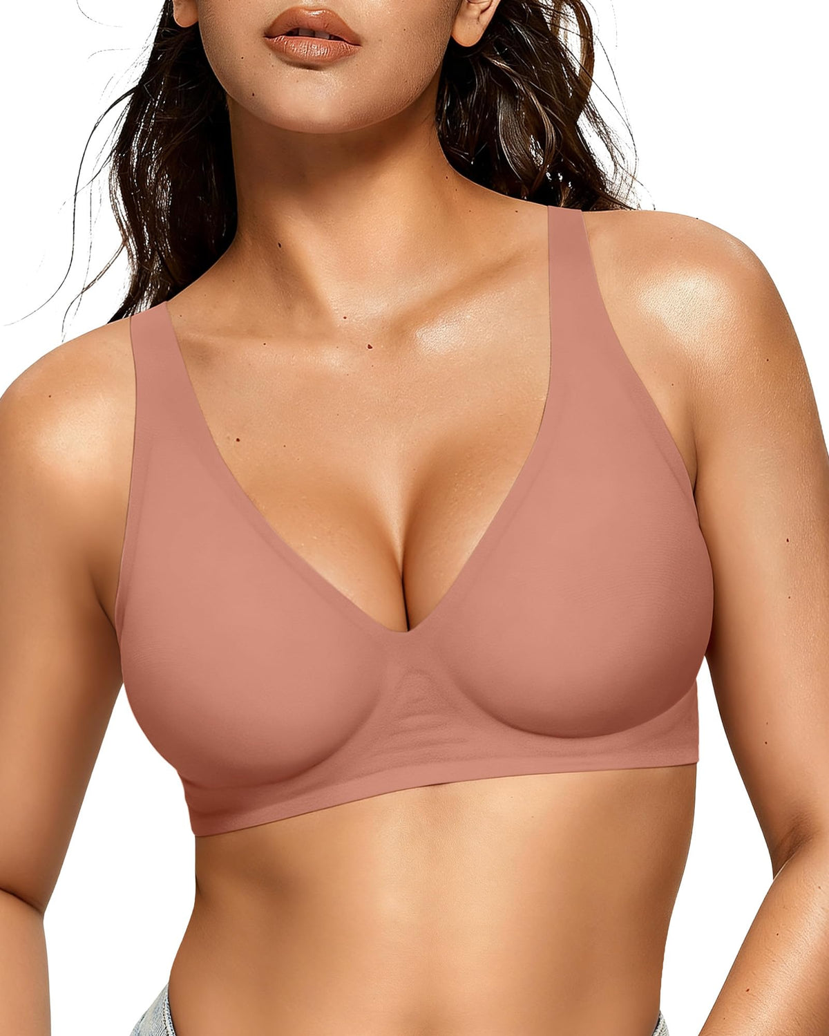 OEAK Womens Jelly Bras Wireless Deep V Bralette Comfy Push Up Tshirt Bras Jansha Store