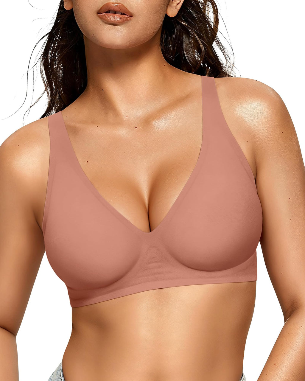 OEAK Womens Jelly Bras Wireless Deep V Bralette Comfy Push Up Tshirt Bras Jansha Store