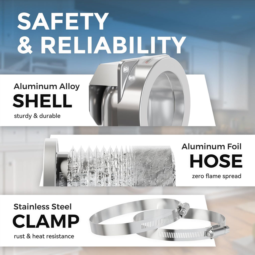 Magnetic Dryer Vent Coupling DV90 Airtight Seal Dryer Vent Connector Kit Easy to Clean Quick Connector Including a 2.6ft 4" Duct and two Clamps Jansha Store