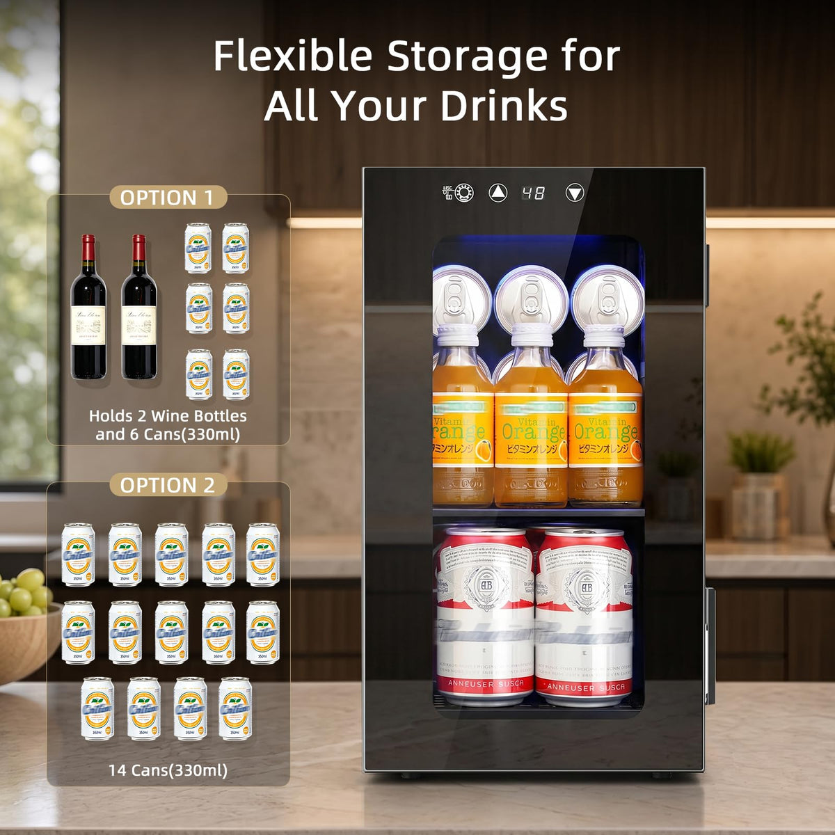 Antarctic Star Beverage Refrigerator Cooler 68 Can, Mini Fridge with Glass Door for Beer Drinks Wine,Freestanding Small Fridge with Electronic Temperature Control for Home and Bar,1.7 cu.ft Jansha Store