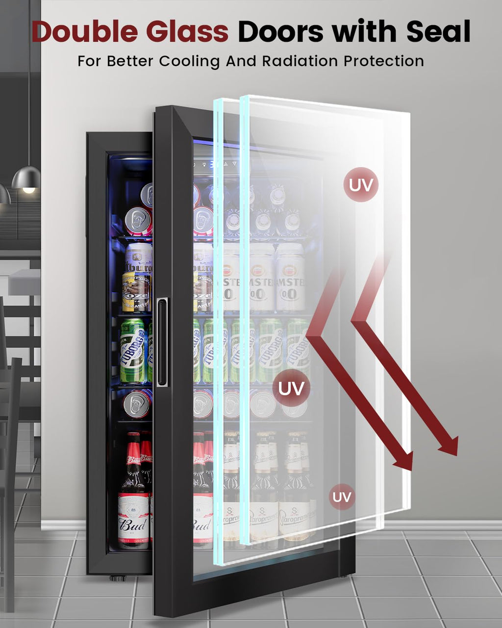 Feelfunn 24 Can Beverage Refrigerator, Mini Fridge, Black Jansha Store