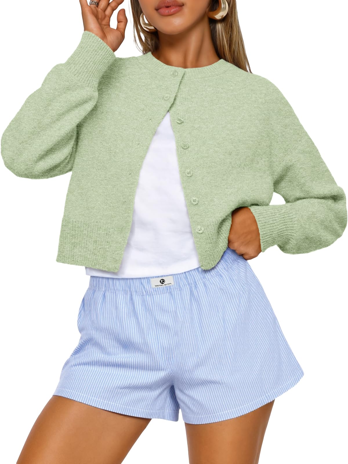 Trendy Queen Cropped Cardigan Sweaters for Women Fall Fashion Clothes 2026 Jansha Store