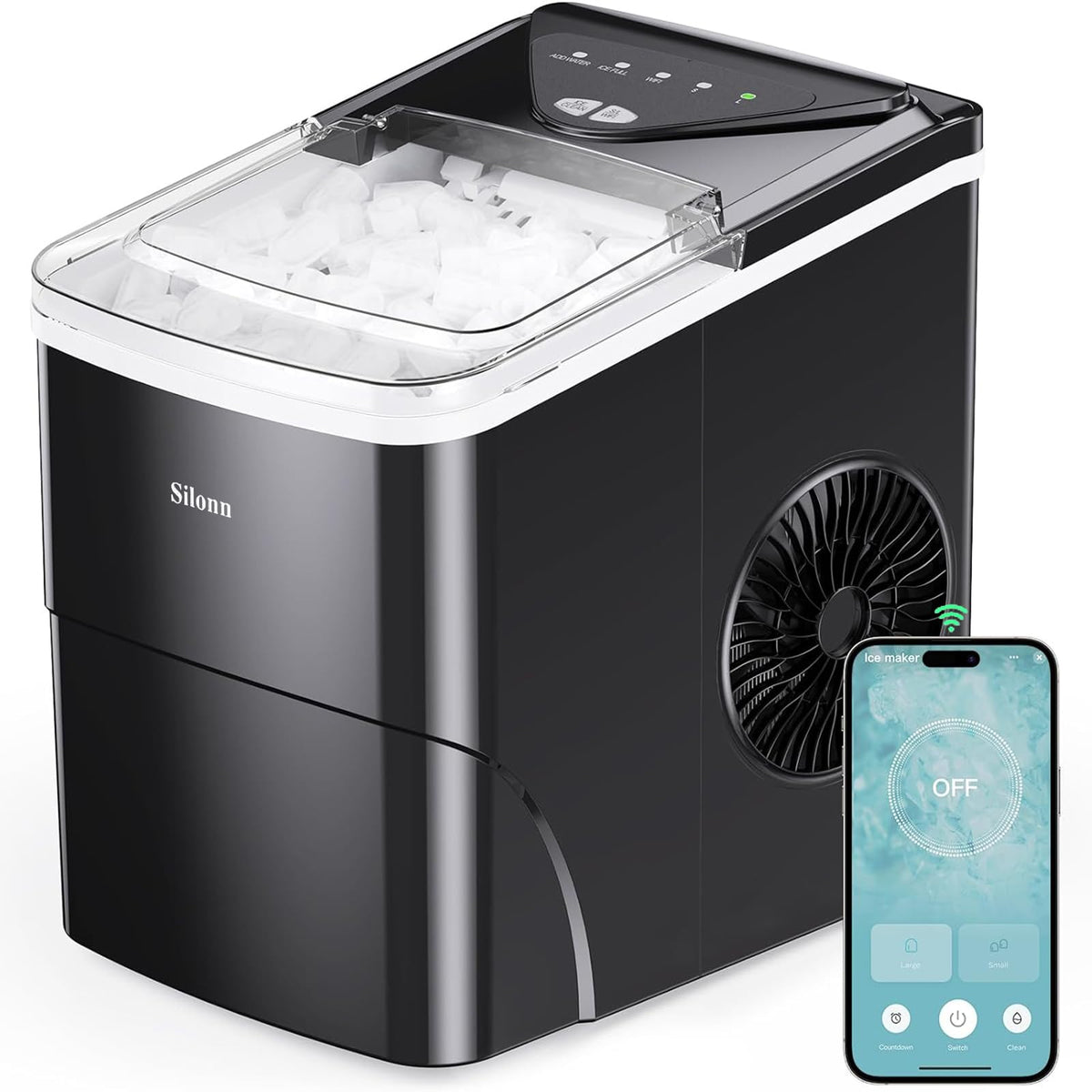 Silonn Nugget Ice Maker Countertop, Pellet Ice Machine with Self-Cleaning Function, Sonic Ice Maker Produces 36lbs of Chewable Ice in 24 Hours, Ideal for Home Kitchen and Office (Stainless Steel) Jansha Store