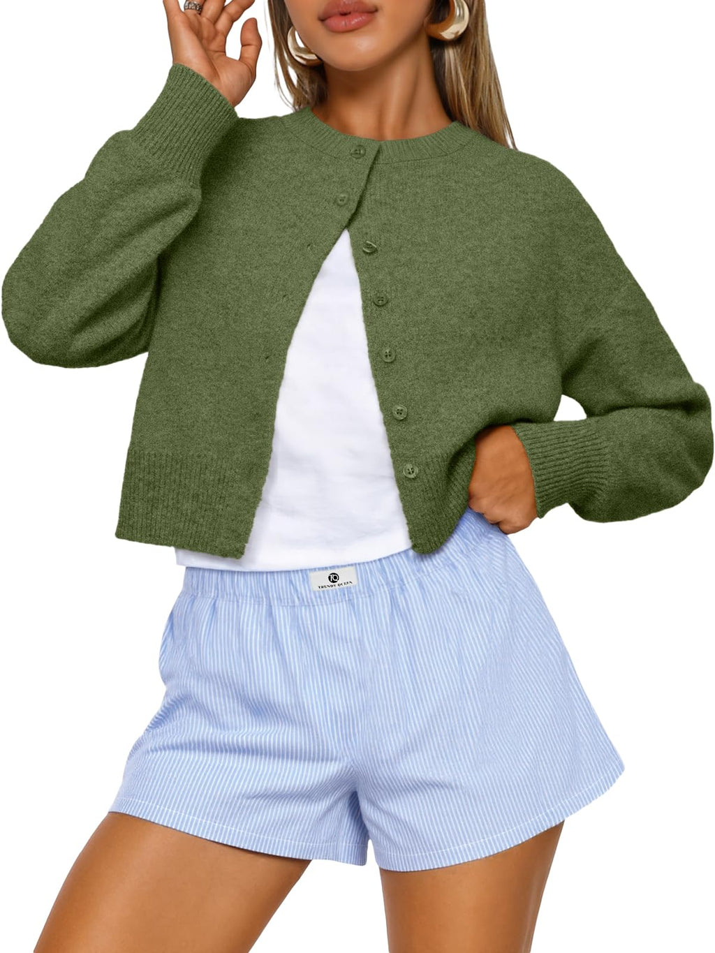 Trendy Queen Cropped Cardigan Sweaters for Women Fall Fashion Clothes 2026 Jansha Store