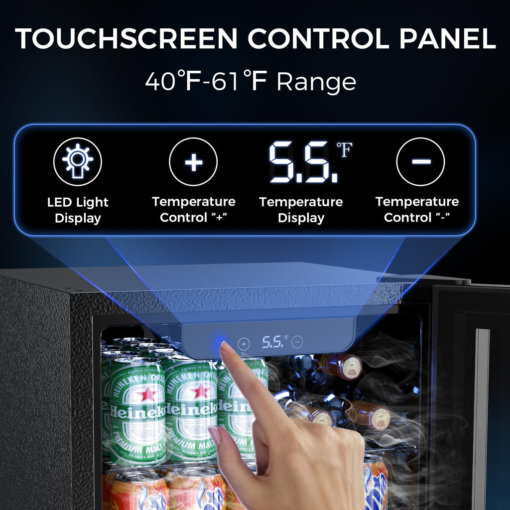 Electactic Mini Fridge 130 Can Beverage Refrigerator Cooler, 3.2 Cu.Ft Drink Fridge for Soda Wine Beer, Adjustable Temperature Control for Home Office, Black Jansha Store