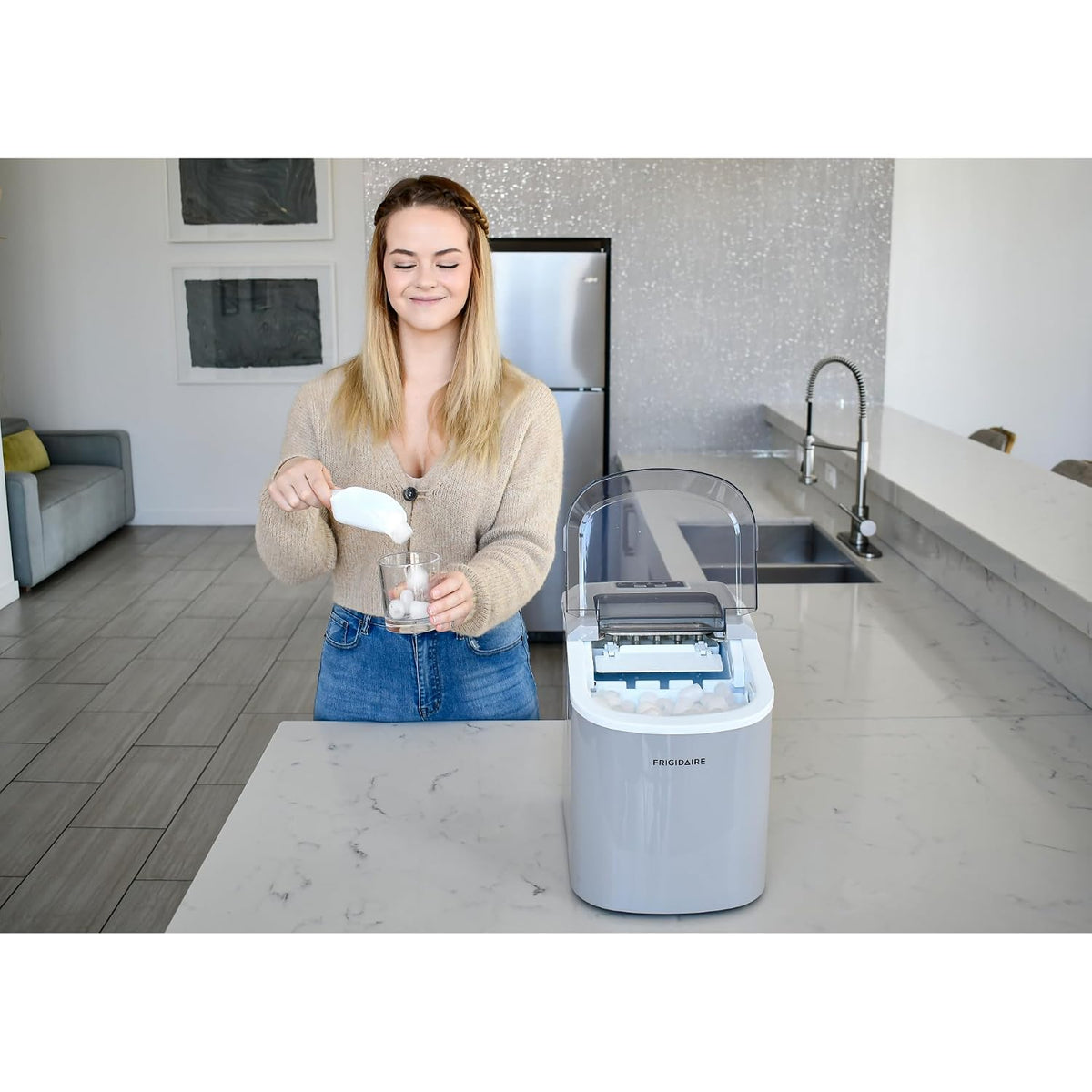 FRIGIDAIRE EFIC189-Silver Compact Ice Maker, 26 lb per Day, Silver Jansha Store