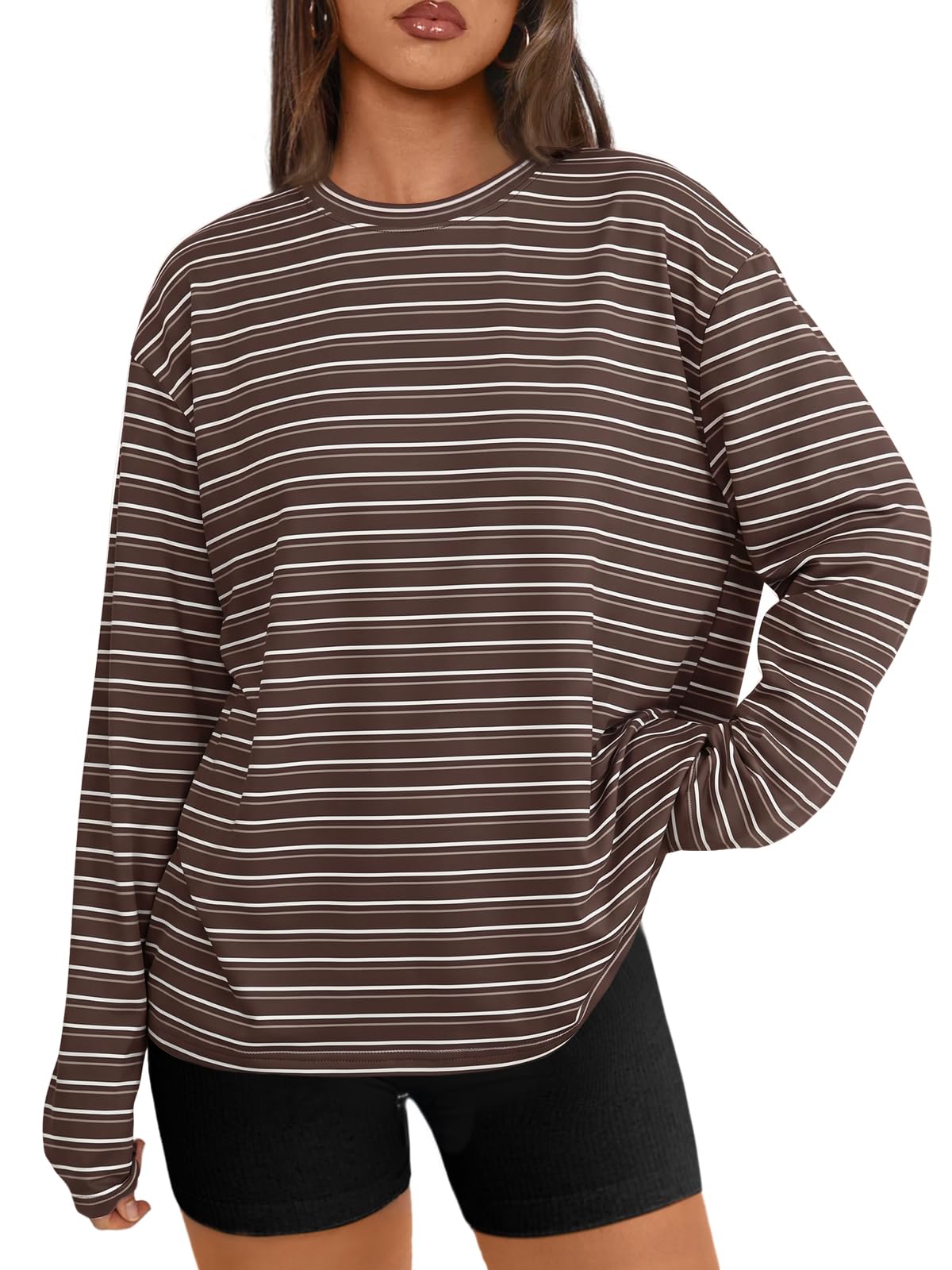 Trendy Queen Womens Oversized Long Sleeve Shirts Fall Tops 2026 Basic Tees Jansha Store