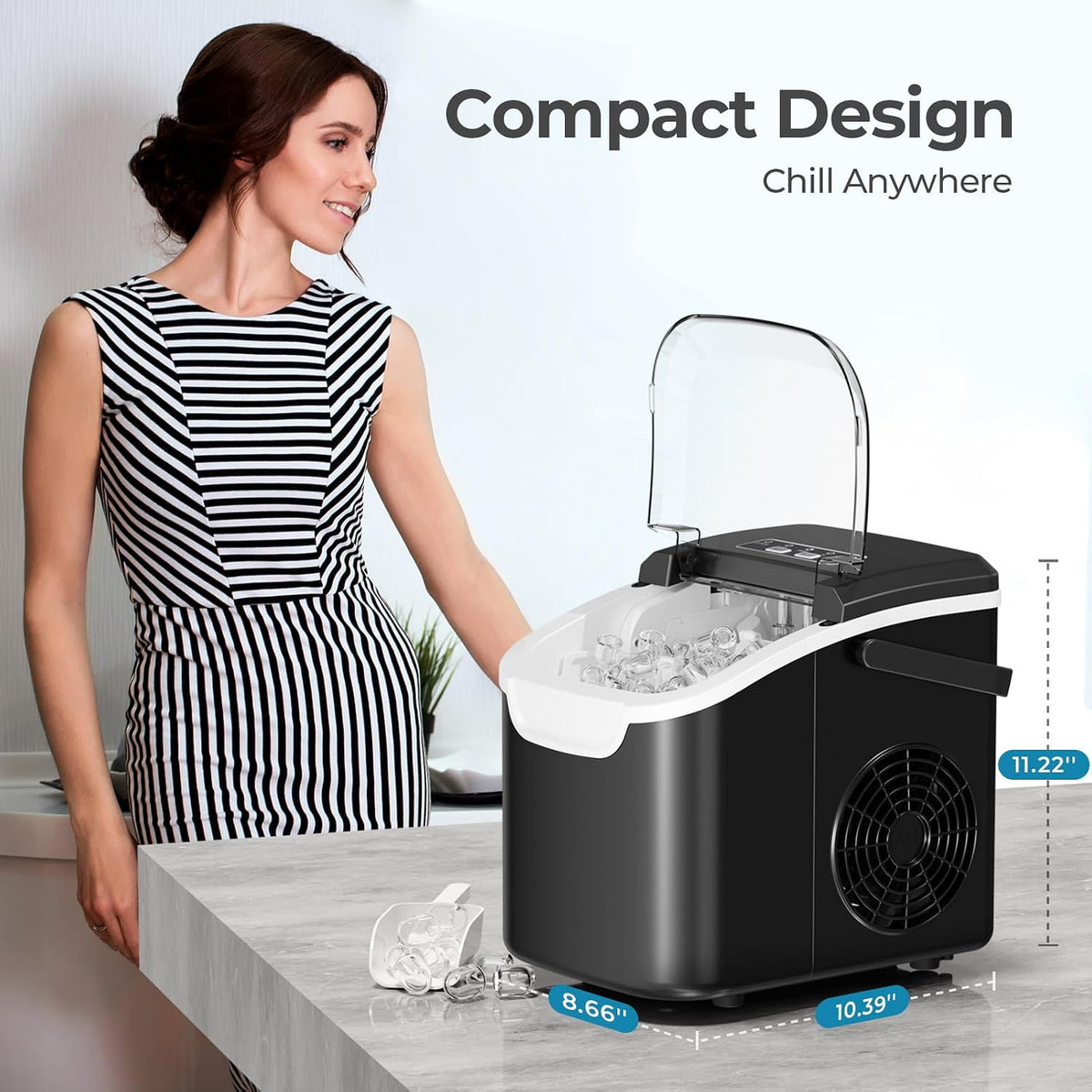 Antarctic Star Countertop Ice Maker Machine, 26Lbs/Day Fastest 6‑Min Ice Jansha Store