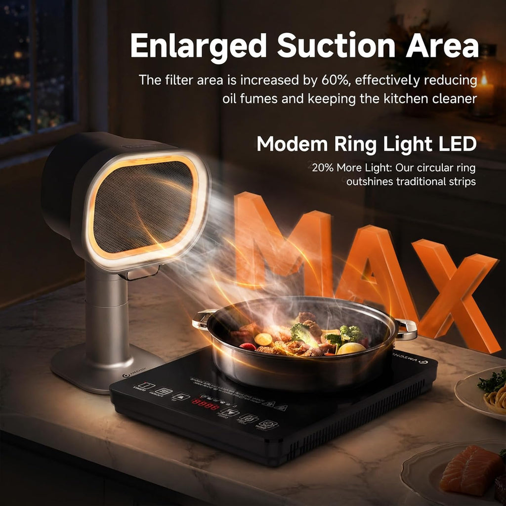 Portable Range Hood, 4-Speed Desktop Exhaust Fan with Telescopic Height Jansha Store