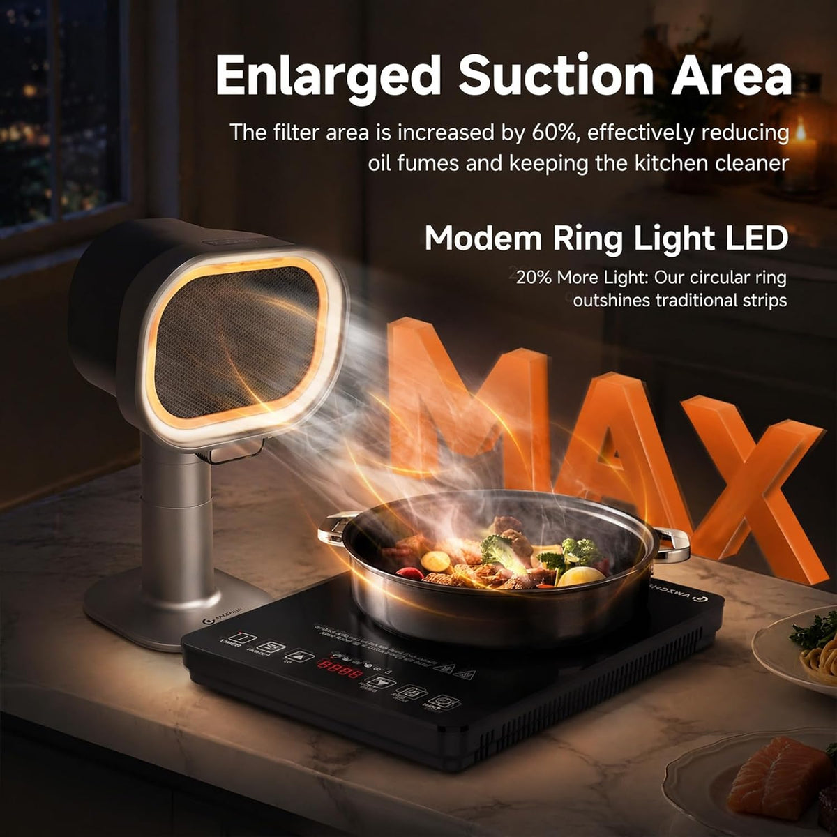 Portable Range Hood, 4-Speed Desktop Exhaust Fan with Telescopic Height Jansha Store