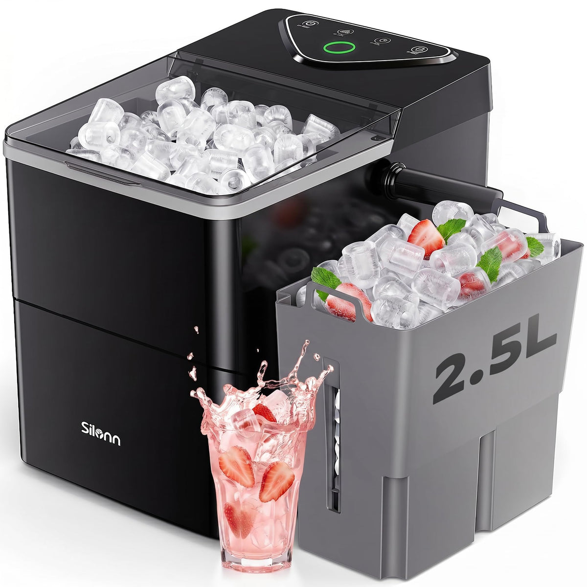 Silonn Ice Maker Countertop, Portable Ice Machine with Carry Handle, Self-Cleaning Ice Makers with Basket and Scoop, 9 Cubes in 6 Mins, 26 lbs per Day, Ideal for Home, Kitchen, Camping, RV Jansha Store