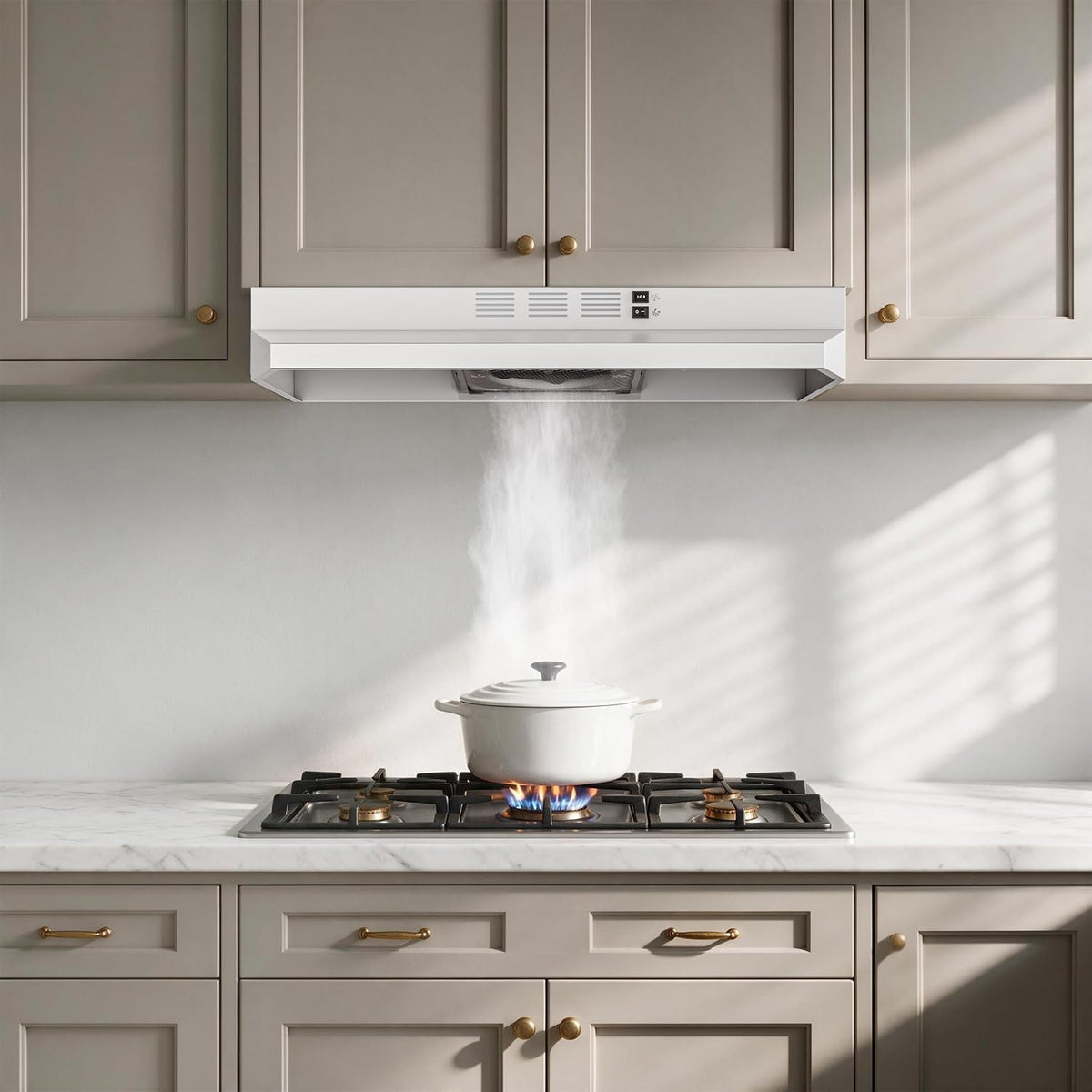 FIREGAS Range Hood 30 inch Under Cabinet, White Range Hood, Kitchen Hood Jansha Store