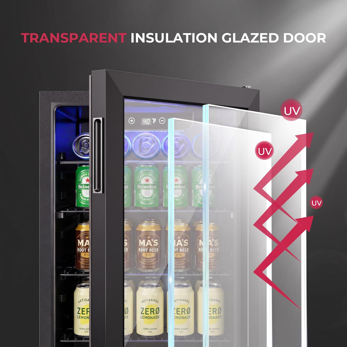 Icyglee 126 Can Mini Fridge, 3.2 Cu.Ft Beverage Refrigerator, Drink Cooler Jansha Store