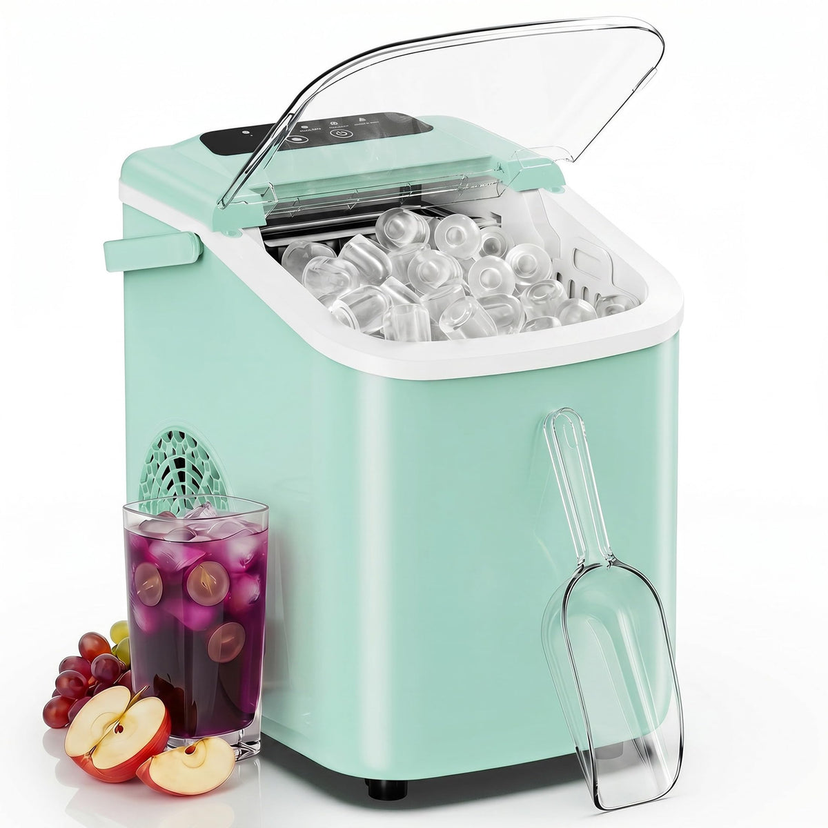 Sweetcrispy Countertop Ice Maker with Scoop, Basket and Handle, Portable Ice Machine 9 Cubes Ready in 6 Mins, 26.5lbs in 24Hrs, 2 Sizes for Home Kitchen Office Bar Party Jansha Store