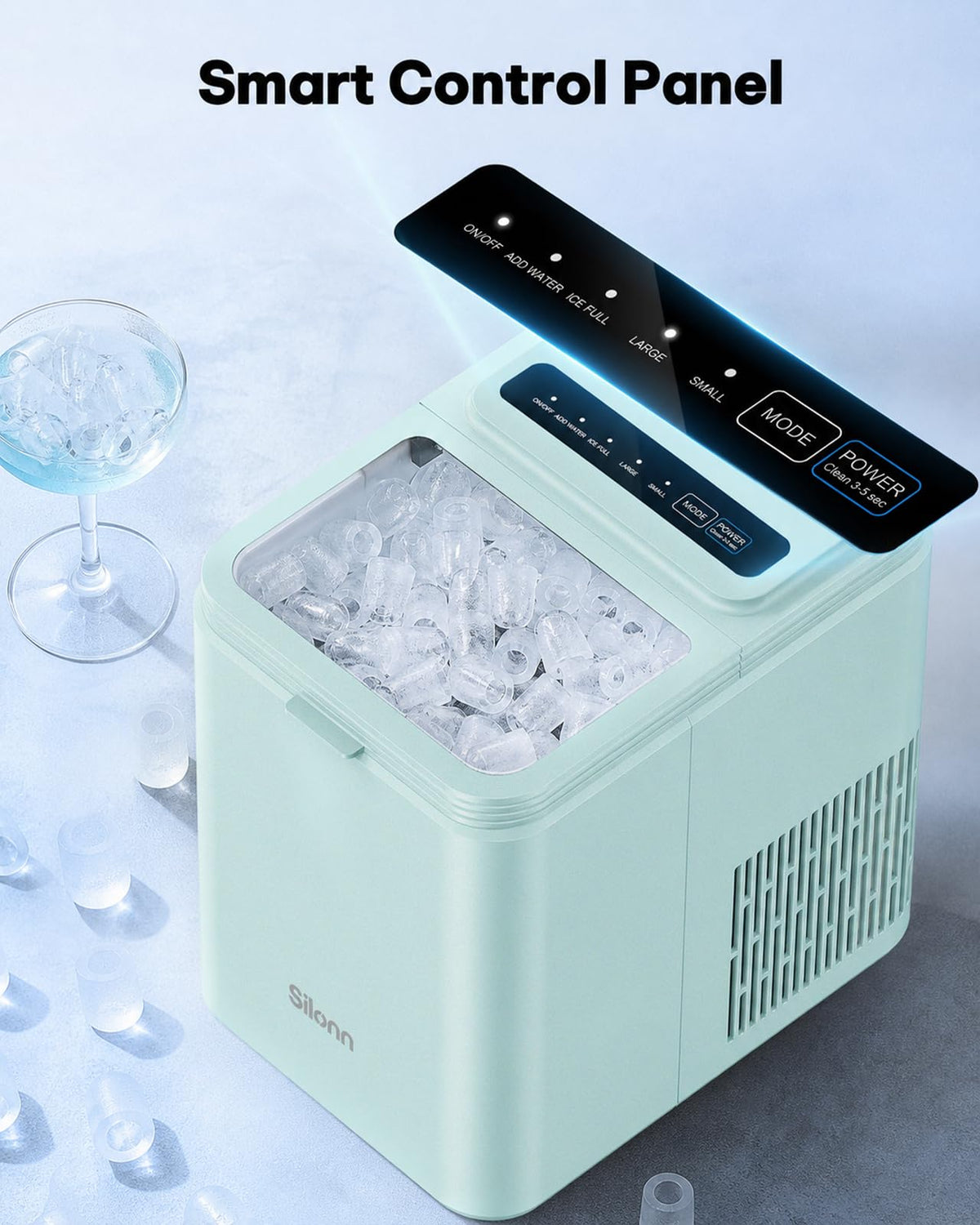 Silonn Ice Maker Countertop, Portable Ice Machine with Carry Handle, Self-Cleaning Ice Makers with Basket and Scoop, 9 Cubes in 6 Mins, 26 lbs per Day, Ideal for Home, Kitchen, Camping, RV Jansha Store