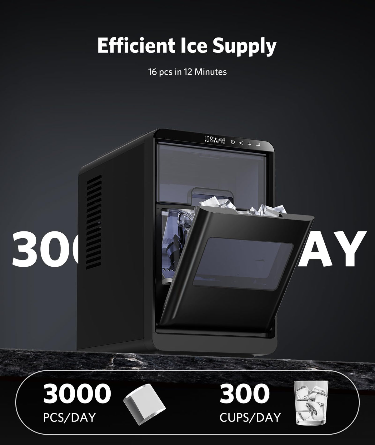 COWSAR Nugget Countertop Ice Maker, Automatic Ice Dispenser, 33 lbs/Day Chewable Pellet Ice Machine with Self-Cleaning & Measured Dispensing, Portable Ice Maker for Home, Kitchen, Office Jansha Store