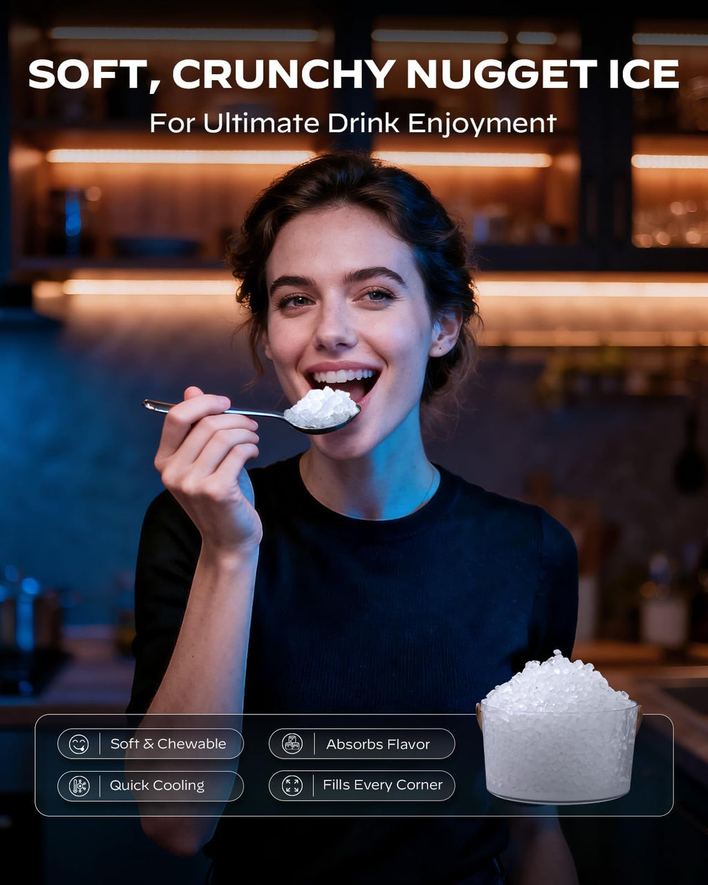 Silonn Nugget Ice Maker, Smart Countertop Ice Machine with APP & Voice Control, Self-Cleaning, 44lbs/24H Soft Chewable Sonic Ice, 3L Tank, for Home Kitchen & Party Jansha Store