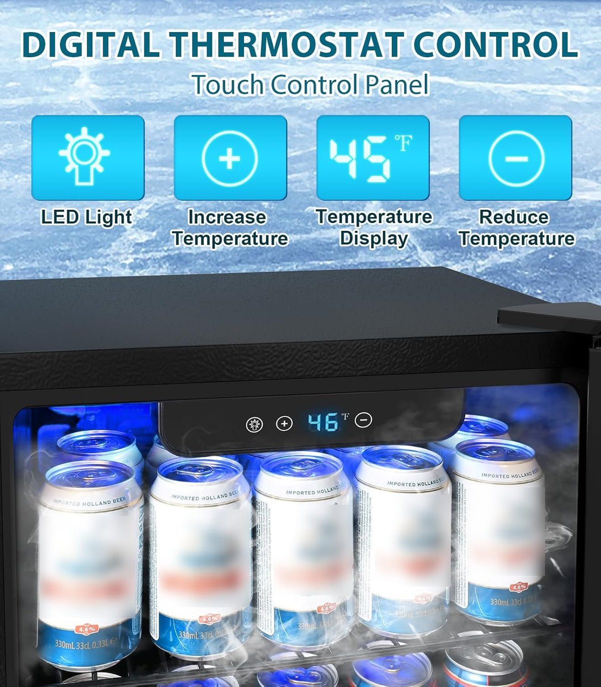 Electactic Mini Fridge 130 Can Beverage Refrigerator Cooler, 3.2 Cu.Ft Drink Fridge for Soda Wine Beer, Adjustable Temperature Control for Home Office, Black Jansha Store