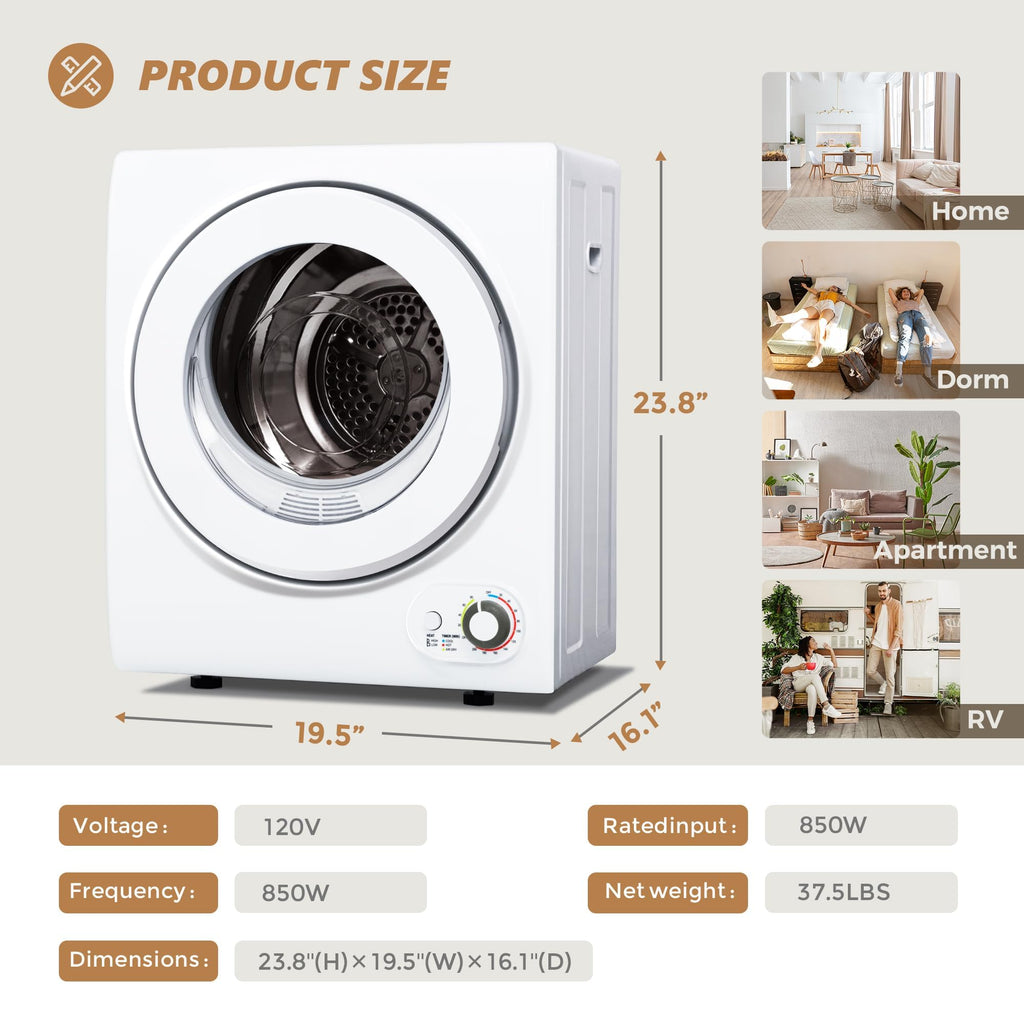 3.5 Cu. Ft. Protable Clothes Dryers with LED Control Jansha Store