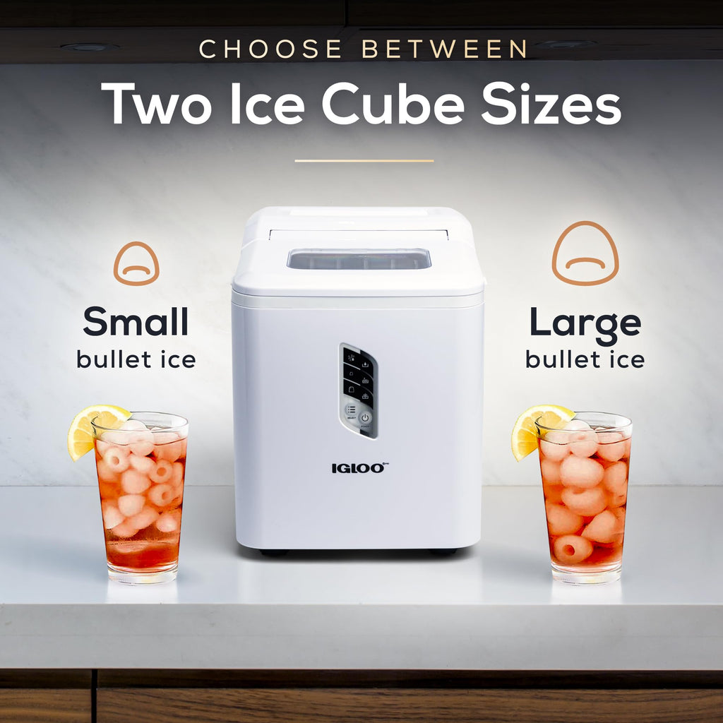 Igloo Portable Ice Maker with Scoop - Ice Maker with LED Control Panel & 1.5 Quart Water Tank - Stainless Ice Cube Maker Produces 26 Lbs. of Ice in 24 Hours with 9 Large or Small Cubes in 7 Minutes Jansha Store