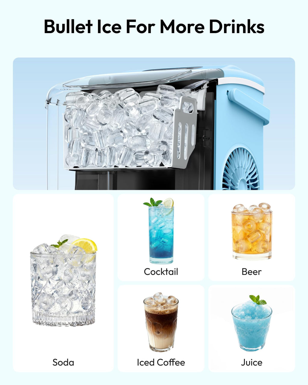 EUHOMY Countertop Ice Maker Machine with Handle, 26lbs in 24Hrs, 9 Ice Cubes Ready in 6 Mins, Auto-Cleaning Portable Ice Maker with Basket and Scoop, for Home/Kitchen/Camping/RV. (Black) Jansha Store
