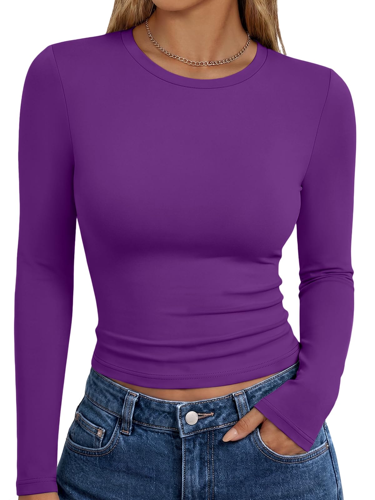 Trendy Queen Womens Long Sleeve T Shirts Fall Fashion Basic Y2K Tops 2026 Jansha Store