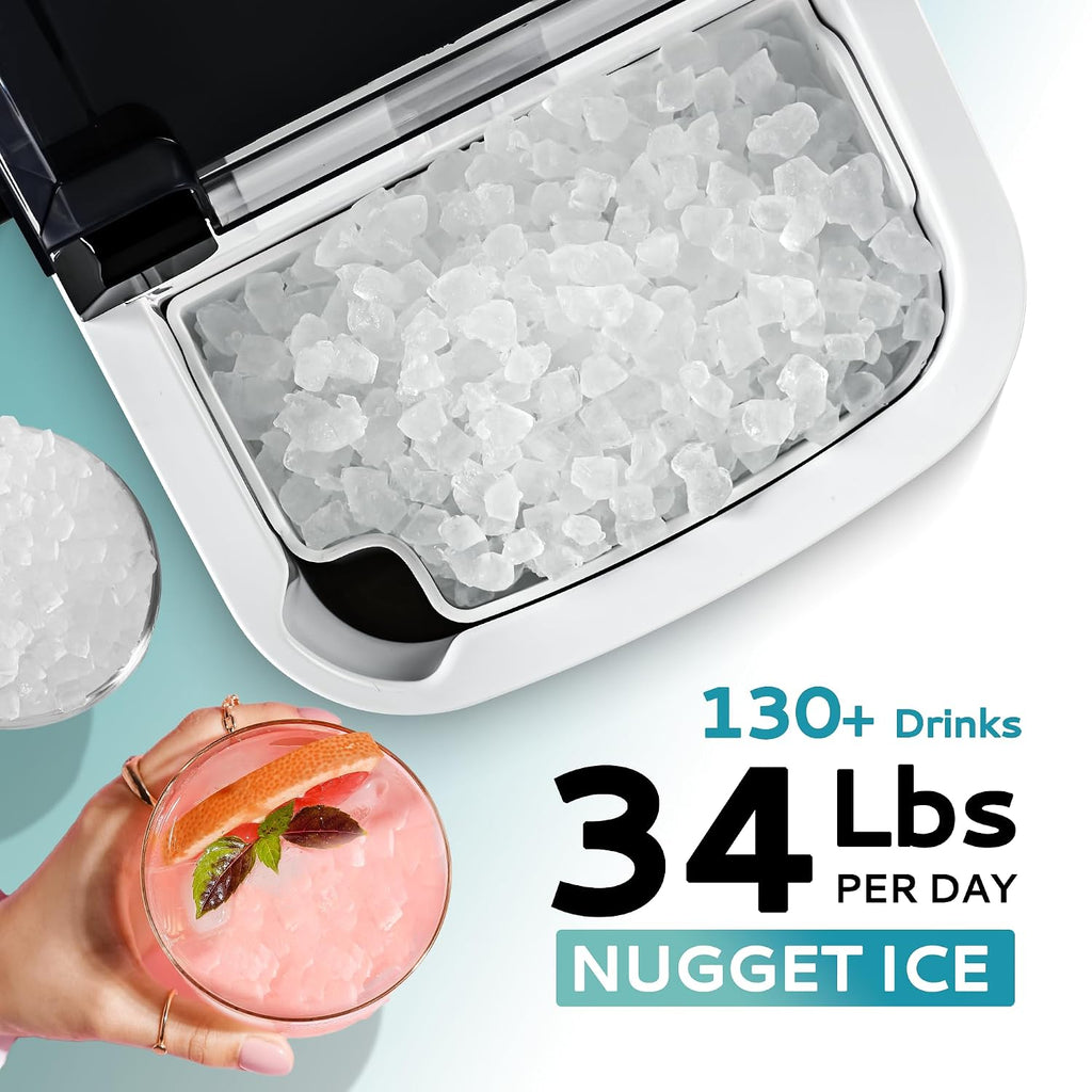 EUHOMY Nugget Ice Maker Countertop with Handle, 34lbs/24H Sonic Ice Maker Jansha Store
