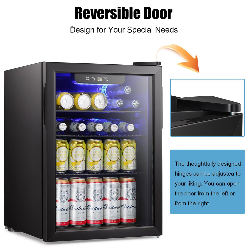 Antarctic Star Beverage Refrigerator Cooler 68 Can, Mini Fridge with Glass Door for Beer Drinks Wine,Freestanding Small Fridge with Electronic Temperature Control for Home and Bar,1.7 cu.ft Jansha Store