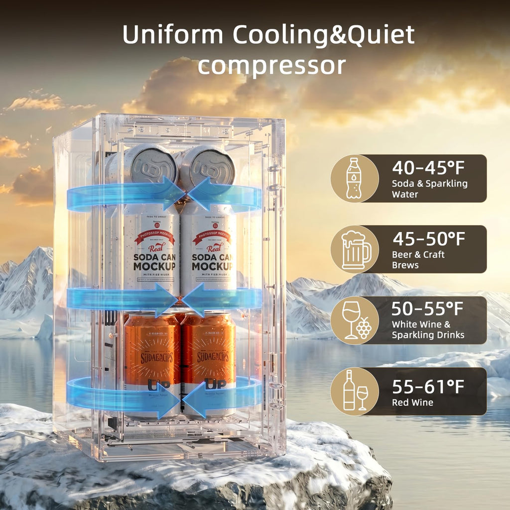 Antarctic Star Beverage Refrigerator Cooler 68 Can, Mini Fridge with Glass Door for Beer Drinks Wine,Freestanding Small Fridge with Electronic Temperature Control for Home and Bar,1.7 cu.ft Jansha Store