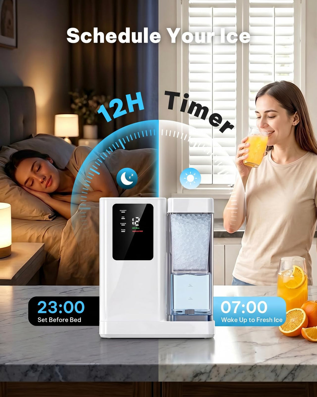 Silonn Nugget Ice Maker, Smart Countertop Ice Machine with APP & Voice Control, Self-Cleaning, 44lbs/24H Soft Chewable Sonic Ice, 3L Tank, for Home Kitchen & Party Jansha Store
