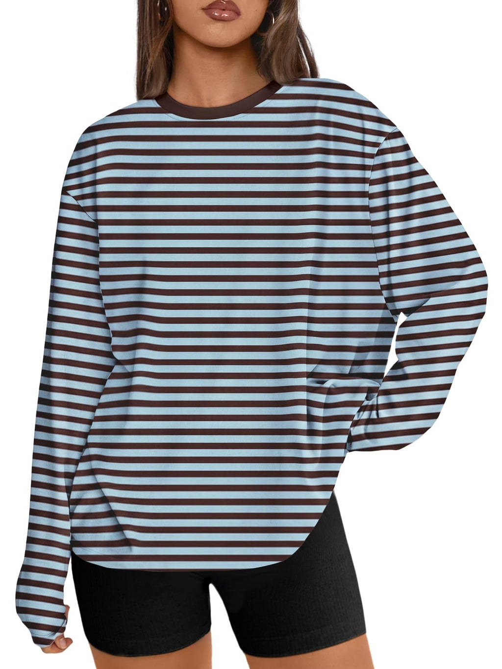 Trendy Queen Womens Oversized Long Sleeve Shirts Fall Tops 2026 Basic Tees Jansha Store