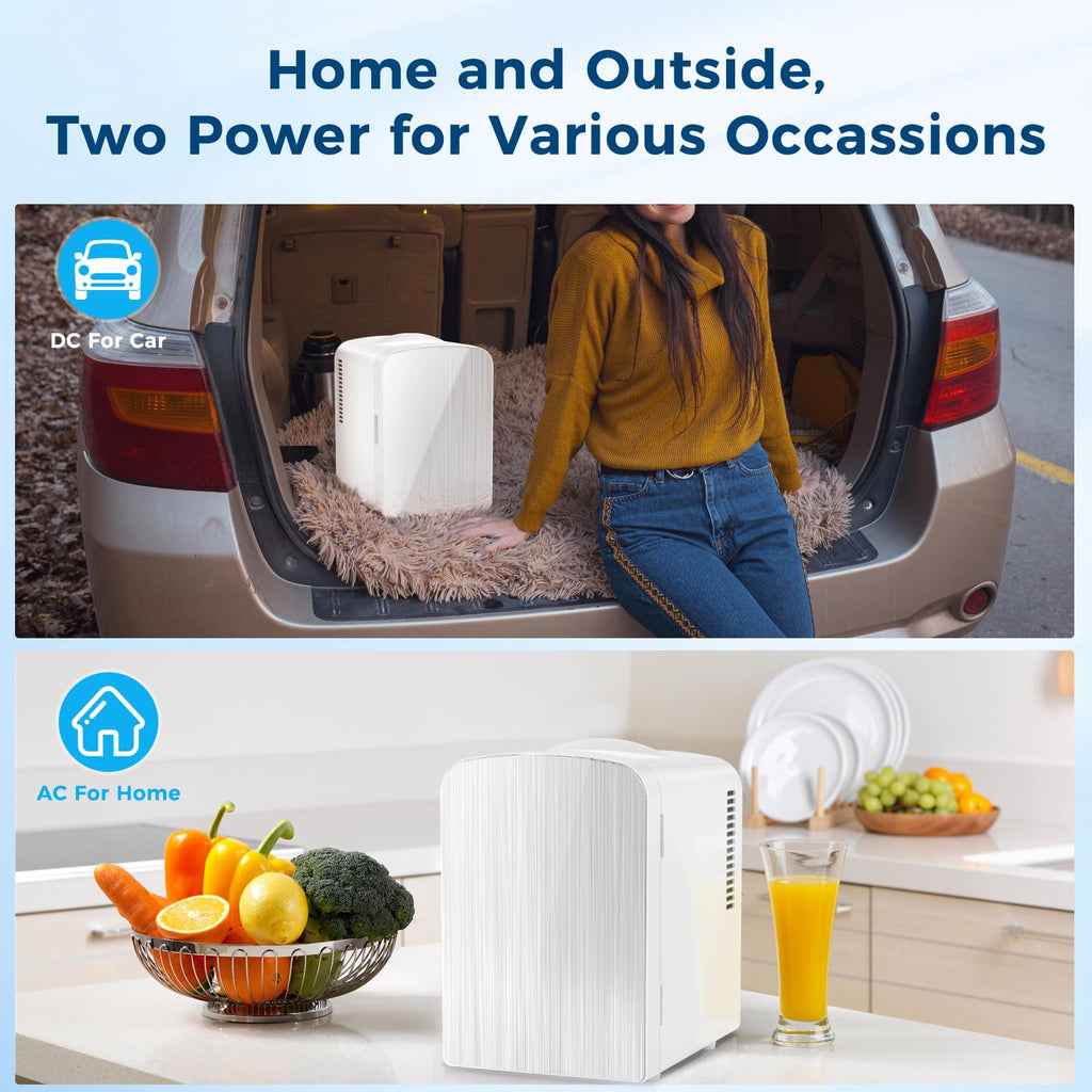 Antarctic Star Compact Refrigerator, Portable Mini Fridge, Skin Care 4L Capacity/6 Cans, for Bedroom, Car, Office & Dorm, Small Cooler for Cosmetics, Beverage and Food, White Jansha Store