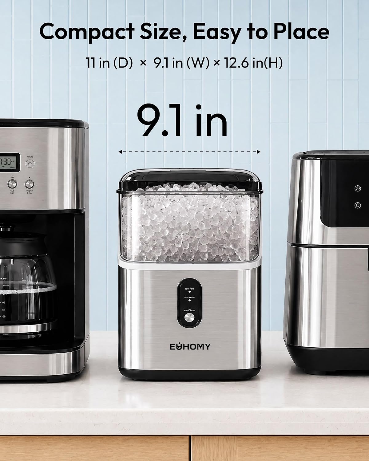 EUHOMY Nugget Ice Maker Countertop, Ready in 7 Mins, 35Lbs/24H Pebble Ice Maker Machine, Self-Cleaning Countertop Sonic Ice Makers with Ice Scoop&Basket, Pellet Ice Maker for Home, Stainless Steel Jansha Store