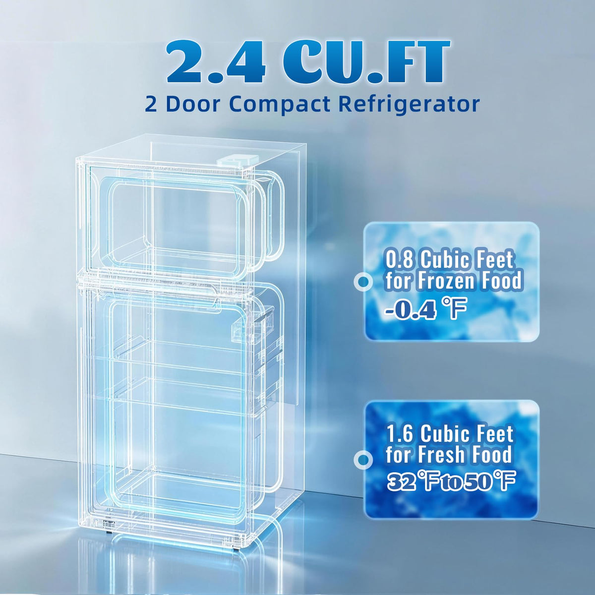 DEMULLER 45L Personal Double‑Door Mini Fridge With Freezer, Black Jansha Store