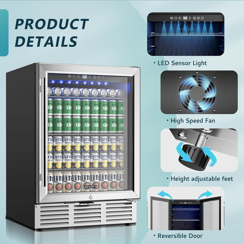 EUHOMY 24 Can Mini Fridge, 18L Beverage Refrigerator with Quiet Compressor Jansha Store