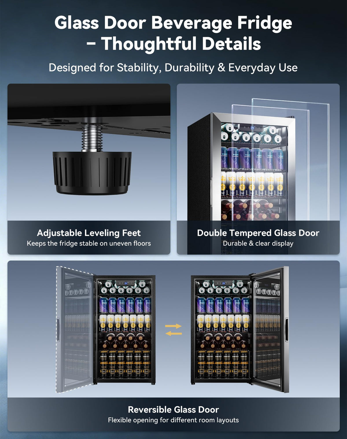3.2 Cuft Beverage Fridge, 130 Can Mini Fridge With Glass Door, Black Jansha Store