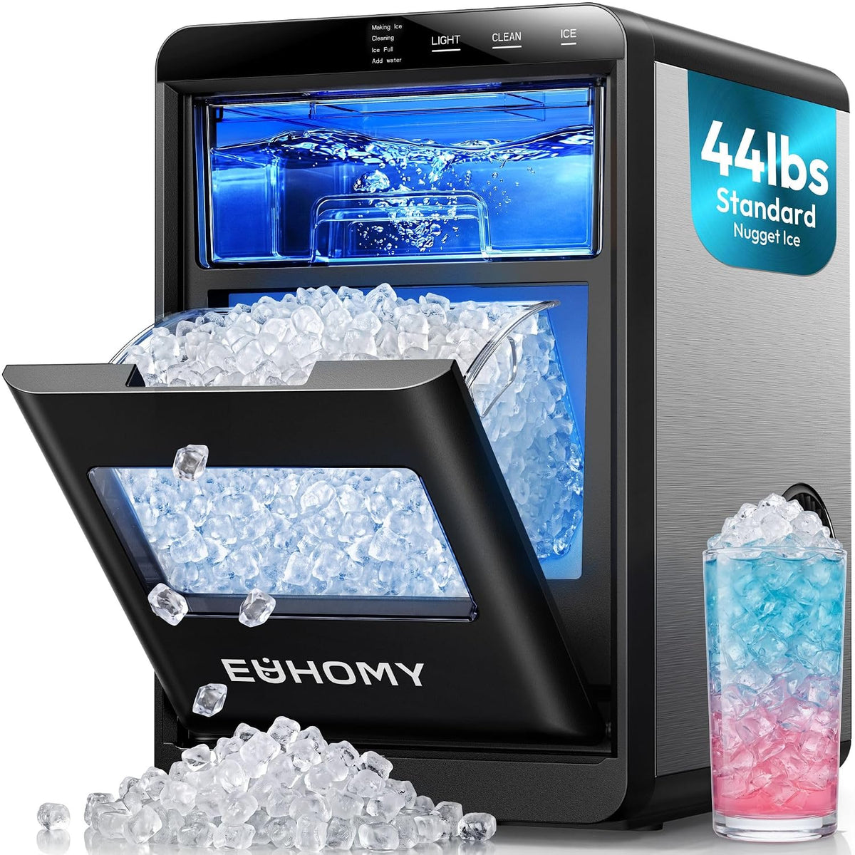 EUHOMY Nugget Ice Maker Countertop, 44lbs/24H, Ready in 7-10Mins, Black Jansha Store